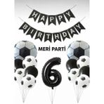 Meri Parti Futbol Temalı Siyah Beyaz Balon Seti Futbol Konsept Doğum Günü Parti Süsü (1–9 Yaş Seçenekli) - 000-Siyah - 6 YAŞ