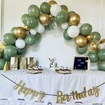 Meri parti HAPPY BIRTHDAY KALİGRAFİ YAZI- KÜF YEŞİLİ BALON KONSEPTLİ DOĞUM GÜNÜ PARTİ SETİ