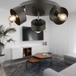 Meriç 3lü Siyah Modern Plafonyer Avize