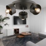 Meriç 3'lü Siyah Plafonyer Modern Retro Genç Odası Mutfak Salon Avize