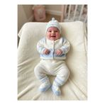 Meriç bebe 0-6 Ay Bebek Triko Dörtlü Takım | Hırka, Pantolon, Şapka, Patik Seti Kışlık Hediyelik Zıbın Tkm