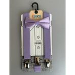 Meriç Bebe Ayarlanabilir 1-9 Yaş Çocuk Pantolon Askısı ve Papyon Takımı - Lila - 1 - 8 Yaş