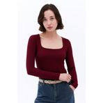 MERİCEY Kadın Modal Kumaş Kare Yaka Uzun Kollu Bluz - Basic, Rahat ve Şık