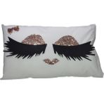 Meridyen Dükkan Kirpikli Yastık Elyaf Dolgulu 35X50 Bakır - 35 x 50 cm - Beyaz