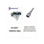 Meridyen Trapez Vidası 5,5 X 50 Mm. / Çatı Vidası / Akıllı Sac Vidası / ( 50 Adet ) Uç Hediyeli