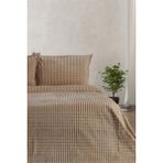 Merinos 3 Parça Çift Kişilik Battaniye Seti Bej Vizon Renk 220 x 240 cm Polyester Doku - Renkli