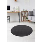 Merinos Aksu Peluş Post Halı Hayvan Postu Görünümlü Kaymaz Peluş Halı - 150 x 150 cm - Antrasit - Gri