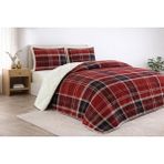 Merinos Çift Kişilik Comforter Yorgan Seti Peluş Dokulu 3 Parça - Kırmızı - Beyaz