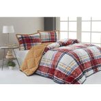 Merinos Comforter Tek Kişilik Yorgan Set Boris Kırmızı -Ekru - 160 x 240 cm - 11-Kırmızı