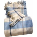 Merinos Cozy Life Cunda Serisi Pamuklu Skoç Battaniye – 130x170 cm - Mavi - Gri - 130 x 170 cm