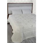 Merinos Ekru Pırıltı Çift Kişilik Embos Battaniye Kemik Silver