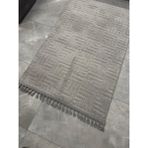 Merinos Halı Merinos Rölyef Halı Çeşme Gri Kaymaz Taban Yolluk Makinede Yıkanabilir Halı Gri Düğüm Saçaklı - 100 x 450 cm