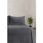 Merinos Koyu Gri Çift Kişilik Modern Line 3 Parça Battaniye Seti