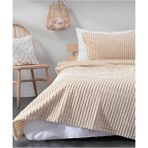 Merinos Line 3 Parça Battaniye Seti Mocha 220 x 240 cm Polyester Çizgili Doku Özellik - Sarı