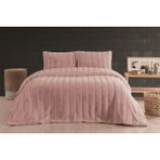 Merinos Luxe 3 Parça Çift Kişilik Yatak Örtüsü Seti Kutulu 230 x 250 Çizgili Pudra - 230 x 250 cm