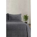 Merinos Modern Line 3 Parça Gri Battaniye Seti 200 x 220 cm Düz Desenli Polyester Doku - Antrasit