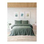 Merinos Modern Line Twist 3 Parça Çift Kişilik Battaniye Seti - Yeşil