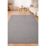 Merinos Rölyef Klasik Saçaklı Joy Kaymaz Taban Salon Mutfak Koridor Halı Yolluk Kilim GRİ