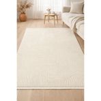 Merinos Rölyef Klasik Saçaklı Joy Kaymaz Taban Salon Mutfak Koridor Halı Yolluk Kilim KREM