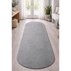 Merinos Rölyef Oval Kaymaz Yıkanabilir Bukle Salon Mutfak Koridor Yolluk Halı GRİ