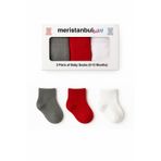 Meristanbul Baby – Erkek ve Kız Bebekler İçin 3’lü Pamuklu Çorap Seti, Kutulu | Kırmızı, Gri, Beyaz (0–12 Ay) (Kırımız Gri Beyaz, 9-12 Ay)