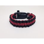 Merit Collection Iki Renkli Paracord Survival Bileklik (Bıçak, Pusula, Ateş Başlatıcı Magnezyum ve Ikaz Düdüğü) - 20 cm - Kırmızı - Siyah