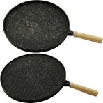 MERİVİA Çift Taraflı Döküm Granit Bazlama - Gözleme Tavası 36CM (5405)