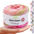 MeriWoolArt® Örgü için merinos yünü – 150 m çok renkli kalın yumuşak merinos yünü, kazak ve ceketler için – XXL el örgü yünü – Şal, battaniye, bez ve hediyeler için hacimli DIY yün 6417