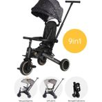 Merkür Bebe 9in1 Hawk Çift Yönlü Katlanabilir Yatabilir Ayak Destekli Üç Tekerlekli Bebek ve Çocuk Bisikleti Premium Gold