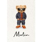 Merlin: Cahier personnalisé avec prénom Merlin | Cadeau d'anniversaire pour enfant, garçon, homme, copain ... | Nounours | 110 pages lignée, Petit Format 6x9 pouces (15,24 x 22,86 cm)