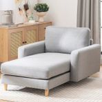 Merlin Daybed, İnce Kol, Naturel, Keten, Gri