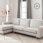 Merlin Mini Köşe Koltuk, Naturel, Fitilli Kol, Recycled, Açık Gri