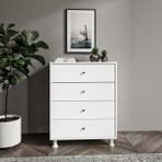 Merlin Mobilya Hayal 4 Çekmeceli Beyaz MDF Şifonyer 80 cm Genişlik 100 cm Yükseklik 40 cm Derinlik