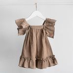 Merli&Rose Şile Bezi Kahverengi Fırfırlı Elbise