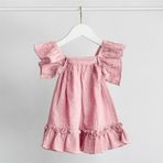 Merli&Rose Şile Bezi Pembe Fırfırlı Elbise