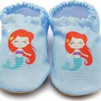 Mermaid Kaydırmaz Taban Bebek Yazlık Patik Mavi , Ev Botu Terliği Kreş Ayakkabısı Panduf F-824