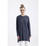 Mermaya Premium Kalite Penye Tunik. - Antrasit - L - XL