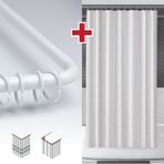 Mermer Desen Banyo Perdesi + Askı Aparatı Polyester Kumaş Plastik C Halkalı Duş Perdesi Çok Renkli