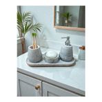 Mermer Desen Beton Banyo Seti Sıvı Sabunluk Diş Fırçalığı Aksesuar Takımı, Tepsi,Havluluk
