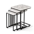Mermer Desen C Zigon Sehpa 3'lü Mdflam Desenli Renkli 4298 BEYAZ MERMER MDF (S)