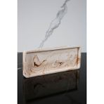 Mermer Desenli Dekoratif Sunum Tepsisi Tabağı Beton Sunumluk 10X25 cm Bej Kahverengi