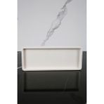 Mermer Desenli El Yapımı Dekoratif Sunum Tepsisi Tabağı Beton Sunumluk 10X25 cm - Beyaz