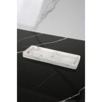 Mermer Desenli El Yapımı Dekoratif Sunum Tepsisi Tabağı Beton Sunumluk 10X25 cm - Siyah - Beyaz