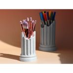 Mermer Desenli Fırça ve Kalemlik Standı – 12CM Dekoratif Organizer Masa Üstü Düzenleyici Desenli - Yok