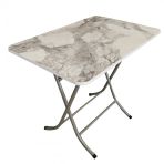 Mermer Desenli Gri Katlanır Balkon Masası - 90*60 Cm