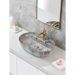 Mermer Desenli Tezgah Üstü Seramik Çanak Lavabo Banyo Lavabosu - Çok Renkli