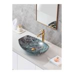 Mermer Desenli Tezgah Üstü Seramik Çanak Lavabo Banyo Lavabosu YYM-ATA-1001