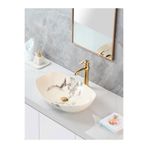 Mermer Desenli Tezgah Üstü Seramik Çanak Lavabo Banyo Lavabosu YYM-ATA-1002