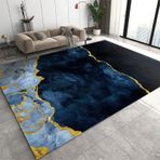 Mermer Doku Halı Gri Mavi Lekeye Dayanıklı Makinede Yıkanabilir Yer Halısı Yumuşak Peluş Mat Oturma Odası Yatak Odası için 170 x 240 cm