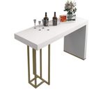 Mermer Kaya Levhası Bar Masası Ev Yemek Masası Oturma Odası Açık Mutfak Ada Konsolu Altın (120x40x102.5cm)